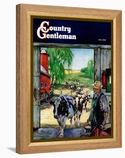 "Milking Time," Country Gentleman Cover, July 1, 1946-Matt Clark-Framed Premier Image Canvas