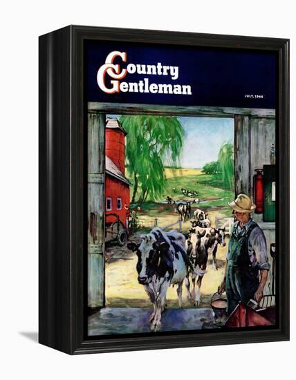 "Milking Time," Country Gentleman Cover, July 1, 1946-Matt Clark-Framed Premier Image Canvas