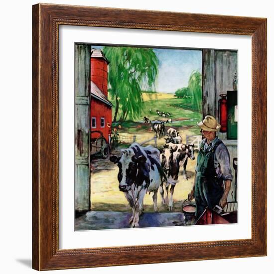 "Milking Time,"July 1, 1946-Matt Clark-Framed Premium Giclee Print