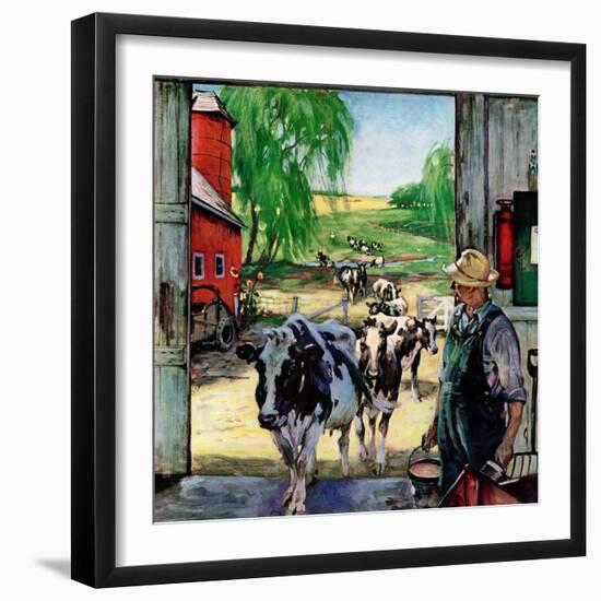 "Milking Time,"July 1, 1946-Matt Clark-Framed Giclee Print