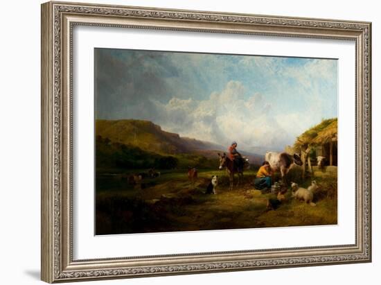 Milking Time on the Swale, Yorkshire, 1863/1868 (Oil on Canvas)-George Cole-Framed Giclee Print