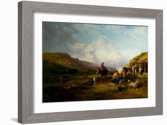 Milking Time on the Swale, Yorkshire, 1863/1868 (Oil on Canvas)-George Cole-Framed Giclee Print