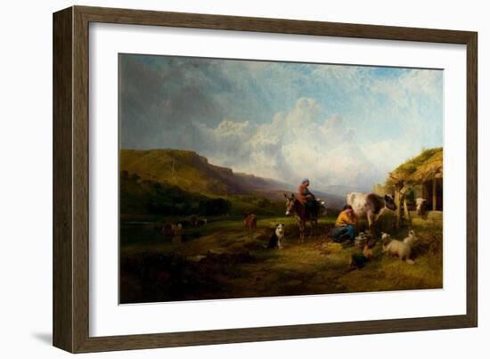 Milking Time on the Swale, Yorkshire, 1863/1868 (Oil on Canvas)-George Cole-Framed Giclee Print