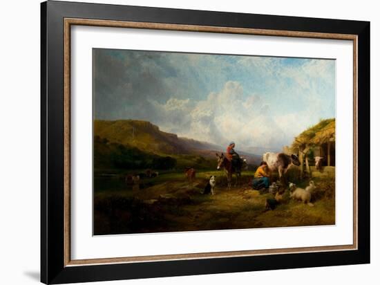 Milking Time on the Swale, Yorkshire, 1863/1868 (Oil on Canvas)-George Cole-Framed Giclee Print