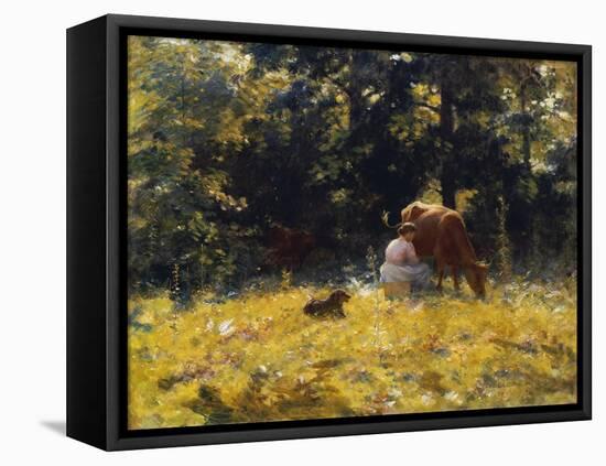 Milking Time-Charles Courtney Curran-Framed Premier Image Canvas