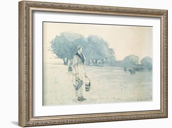 Milkmaid, 1875-Winslow Homer-Framed Giclee Print