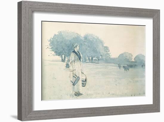 Milkmaid, 1875-Winslow Homer-Framed Giclee Print