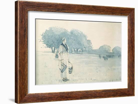 Milkmaid, 1875-Winslow Homer-Framed Giclee Print