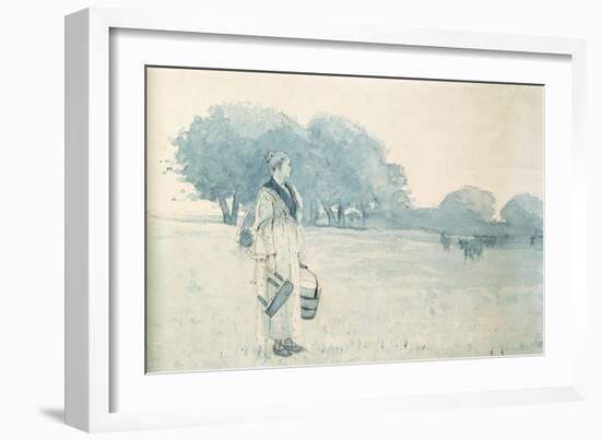Milkmaid, 1875-Winslow Homer-Framed Giclee Print
