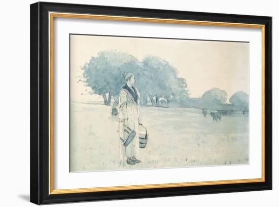 Milkmaid, 1875-Winslow Homer-Framed Giclee Print