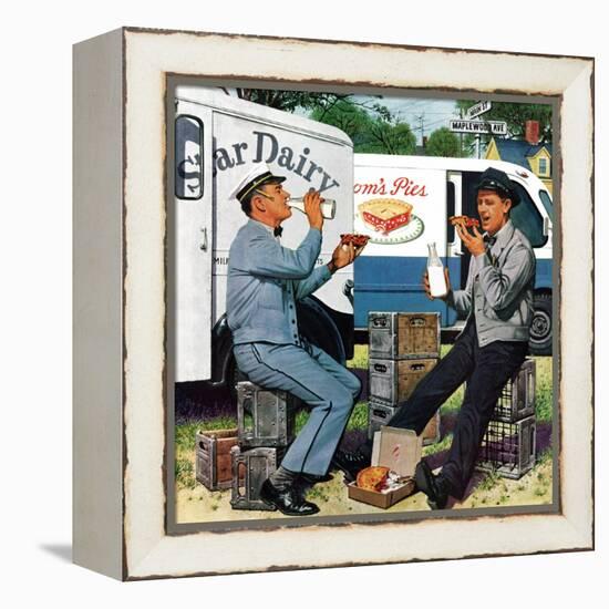 "Milkman Meets Pieman", October 11, 1958-Stevan Dohanos-Framed Premier Image Canvas