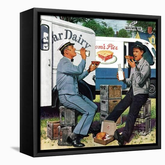 "Milkman Meets Pieman", October 11, 1958-Stevan Dohanos-Framed Premier Image Canvas