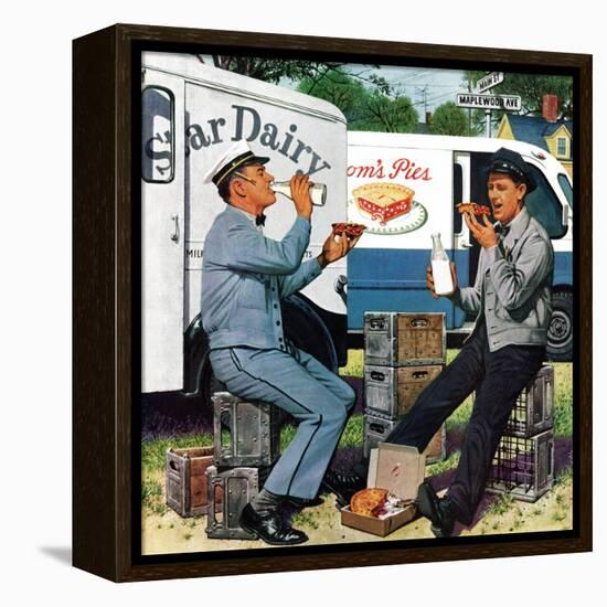 "Milkman Meets Pieman", October 11, 1958-Stevan Dohanos-Framed Premier Image Canvas