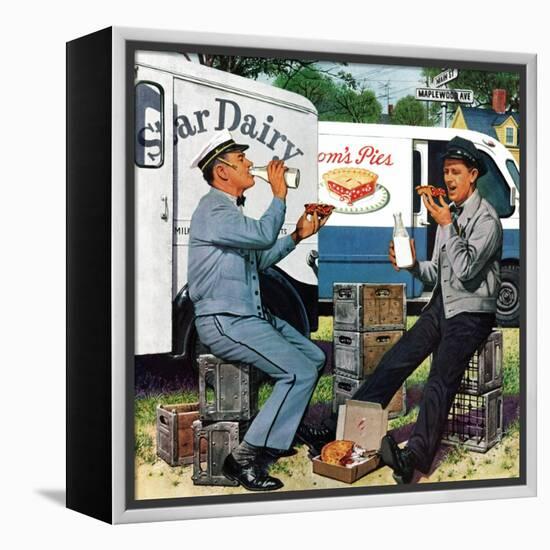 "Milkman Meets Pieman", October 11, 1958-Stevan Dohanos-Framed Premier Image Canvas