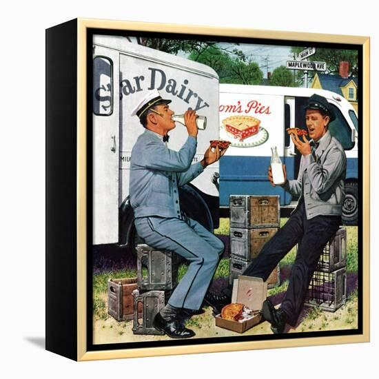 "Milkman Meets Pieman", October 11, 1958-Stevan Dohanos-Framed Premier Image Canvas