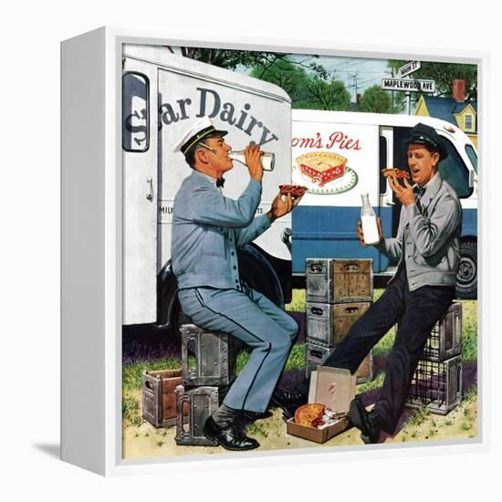 "Milkman Meets Pieman", October 11, 1958-Stevan Dohanos-Framed Premier Image Canvas