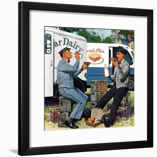 "Milkman Meets Pieman", October 11, 1958-Stevan Dohanos-Framed Giclee Print