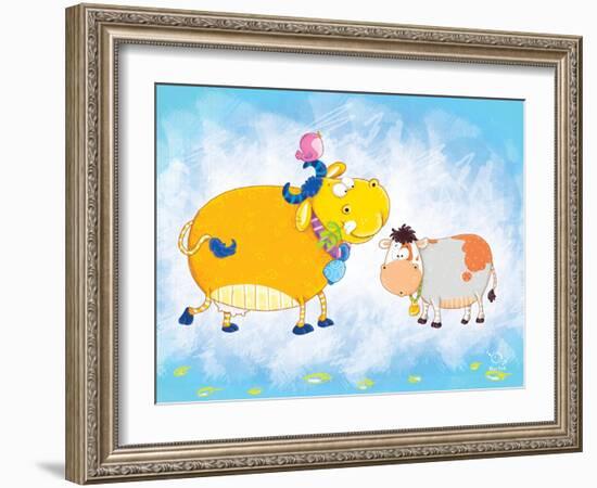 Milky Moo-Blue Fish-Framed Art Print