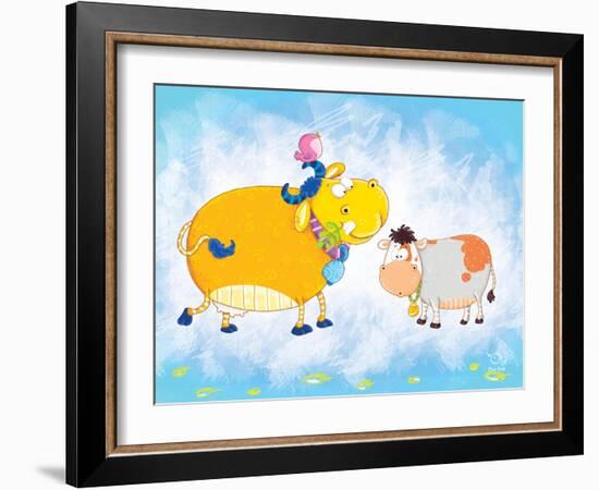 Milky Moo-Blue Fish-Framed Art Print