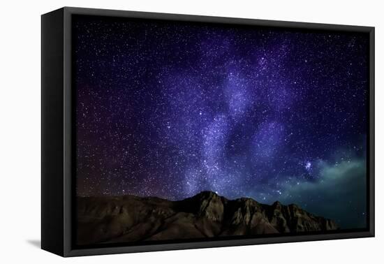 Milky Way Galaxy with Aurora Borealis or Northern Lights, Kjalarnes, Reykjavik, Iceland-null-Framed Premier Image Canvas