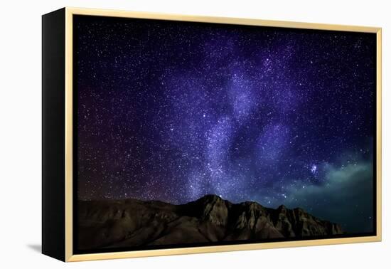 Milky Way Galaxy with Aurora Borealis or Northern Lights, Kjalarnes, Reykjavik, Iceland-null-Framed Premier Image Canvas