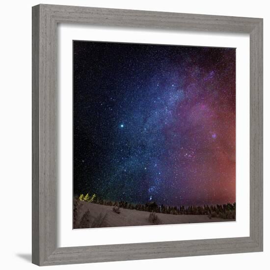 Milky Way Galaxy with Aurora Borealis or Northern Lights, Lapland, Sweden-Ragnar Th Sigurdsson-Framed Photographic Print