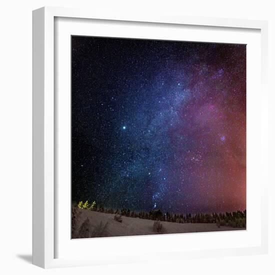 Milky Way Galaxy with Aurora Borealis or Northern Lights, Lapland, Sweden-Ragnar Th Sigurdsson-Framed Photographic Print