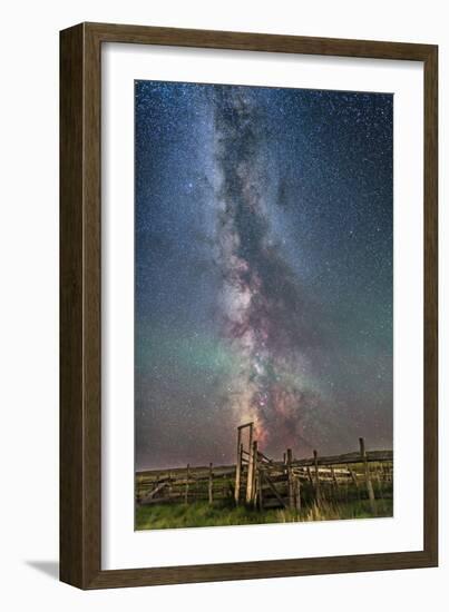 Milky Way over an Old Ranch Corral-Stocktrek Images-Framed Photographic Print