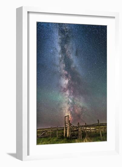 Milky Way over an Old Ranch Corral-Stocktrek Images-Framed Photographic Print