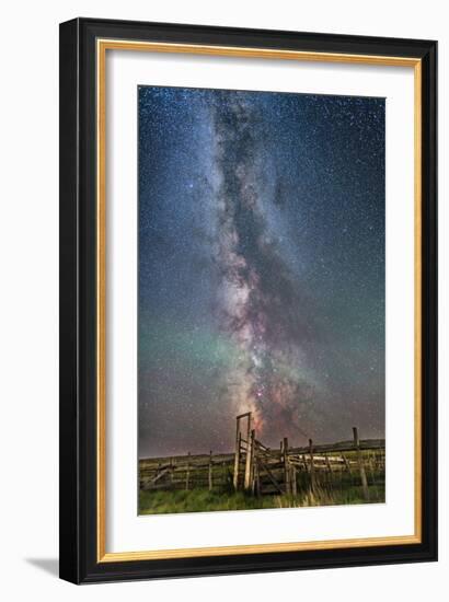 Milky Way over an Old Ranch Corral-Stocktrek Images-Framed Photographic Print