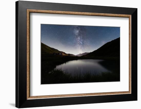 Milky Way over the alpine pond of Pozza Blu, Macolini, Madesimo, Valle Spluga, Valtellina, Lombardy-Roberto Moiola-Framed Photographic Print