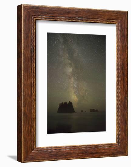 Milky Way rising behind sea stacks at 2nd Beach, Olympic National Park, Washington State-Greg Probst-Framed Photographic Print