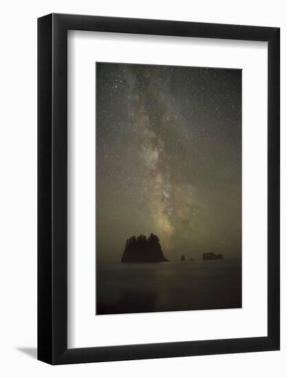 Milky Way rising behind sea stacks at 2nd Beach, Olympic National Park, Washington State-Greg Probst-Framed Photographic Print