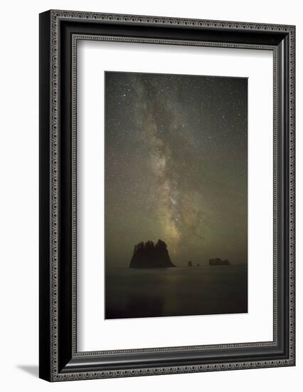 Milky Way rising behind sea stacks at 2nd Beach, Olympic National Park, Washington State-Greg Probst-Framed Photographic Print