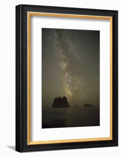 Milky Way rising behind sea stacks at 2nd Beach, Olympic National Park, Washington State-Greg Probst-Framed Photographic Print