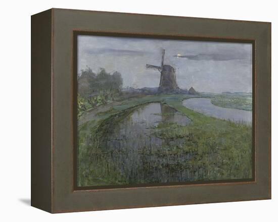 Mill Along the River Gein by Moonlight-Piet Mondriaan-Framed Stretched Canvas