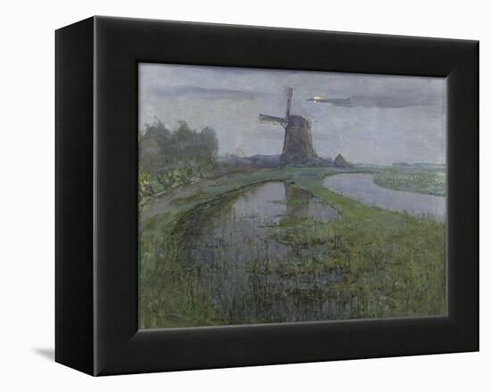 Mill Along the River Gein by Moonlight-Piet Mondriaan-Framed Stretched Canvas