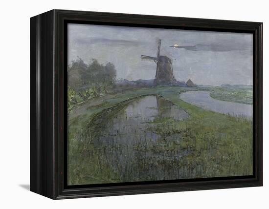 Mill Along the River Gein by Moonlight-Piet Mondriaan-Framed Stretched Canvas