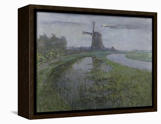 Mill Along the River Gein by Moonlight-Piet Mondriaan-Framed Stretched Canvas