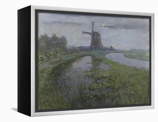 Mill Along the River Gein by Moonlight-Piet Mondriaan-Framed Stretched Canvas