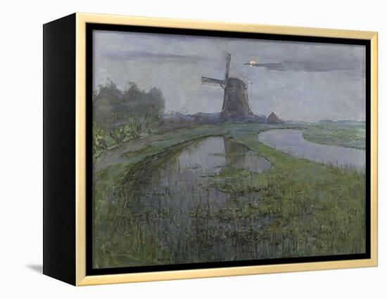 Mill Along the River Gein by Moonlight-Piet Mondriaan-Framed Stretched Canvas