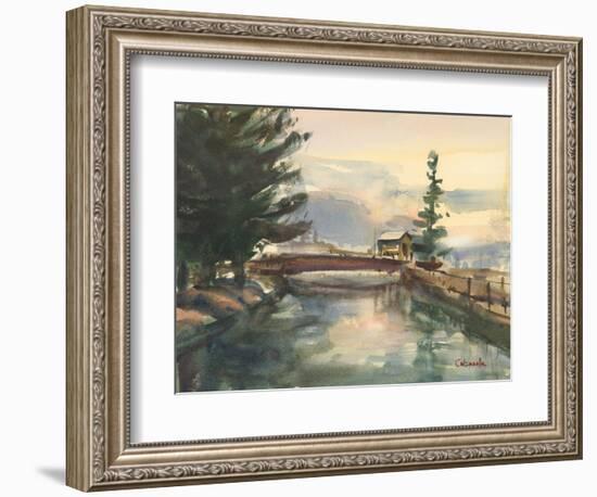 Mill Canal Springfield Massachusetts-Stephen Calcasola-Framed Art Print