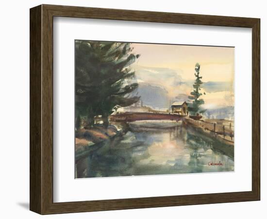 Mill Canal Springfield Massachusetts-Stephen Calcasola-Framed Art Print