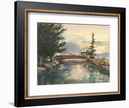 Mill Canal Springfield Massachusetts-Stephen Calcasola-Framed Art Print