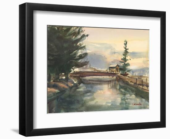 Mill Canal Springfield Massachusetts-Stephen Calcasola-Framed Art Print