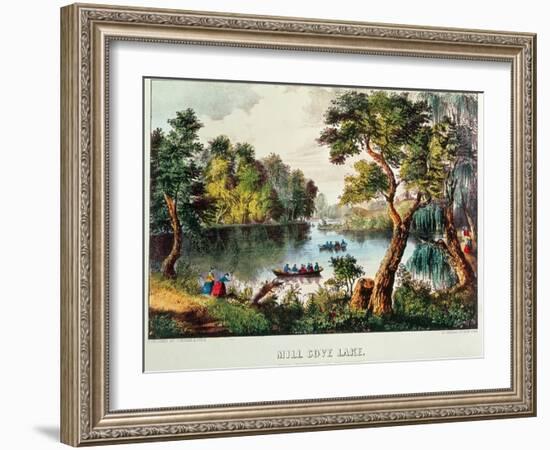Mill Cove Lake (Colour Litho)-Currier & Ives-Framed Giclee Print