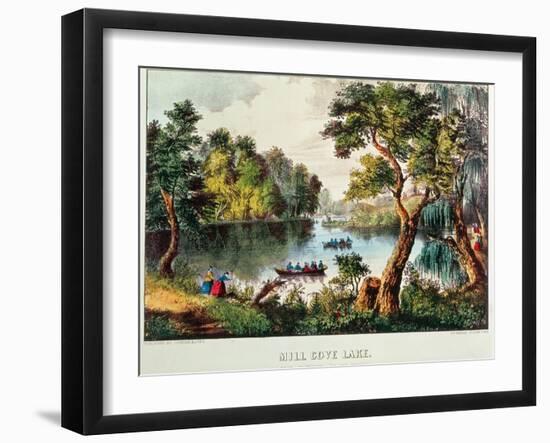 Mill Cove Lake (Colour Litho)-Currier & Ives-Framed Giclee Print