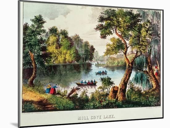 Mill Cove Lake (Colour Litho)-Currier & Ives-Mounted Giclee Print