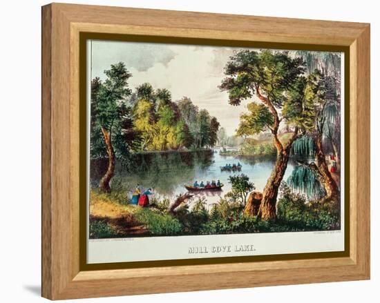 Mill Cove Lake (Colour Litho)-Currier & Ives-Framed Premier Image Canvas