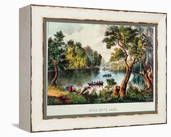 Mill Cove Lake (Colour Litho)-Currier & Ives-Framed Premier Image Canvas